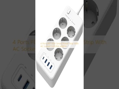 4 cổng PD 32W Smart Power Strip với ổ cắm AC 250V16A 4000W