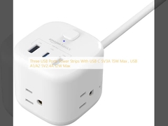 Ba cổng USB Dây điện với USB C 5V3A 15W Max, USB A1/A2 5V2.4A 12W Max